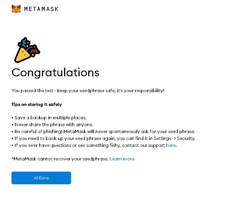 メタマスクインストール完了