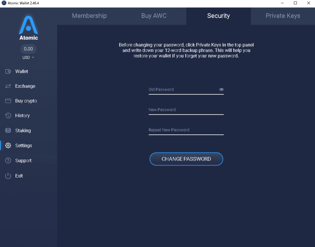 Securityパスワードの変更