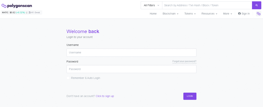 ポリゴンスキャンログイン画面
