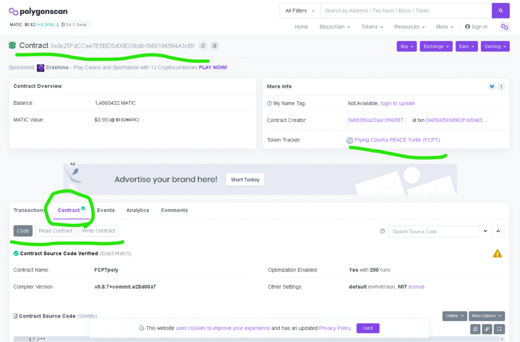 スマートコントラクトページFCPT
