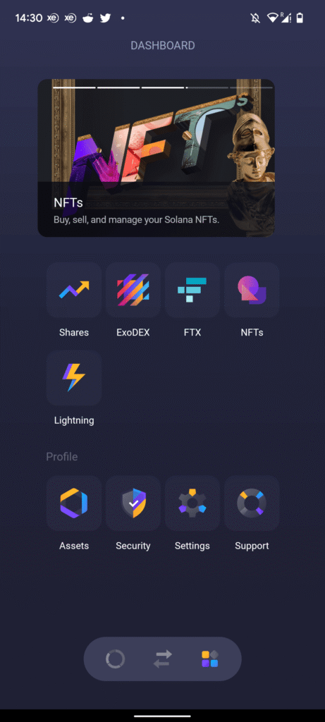 ExodusWalletDashBoad設定画面