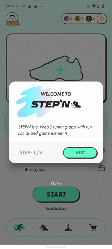 Stepn説明Step1 Stepn is a web3 app